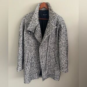 Madewell Black and White Tweed Wool & Cotton Coat